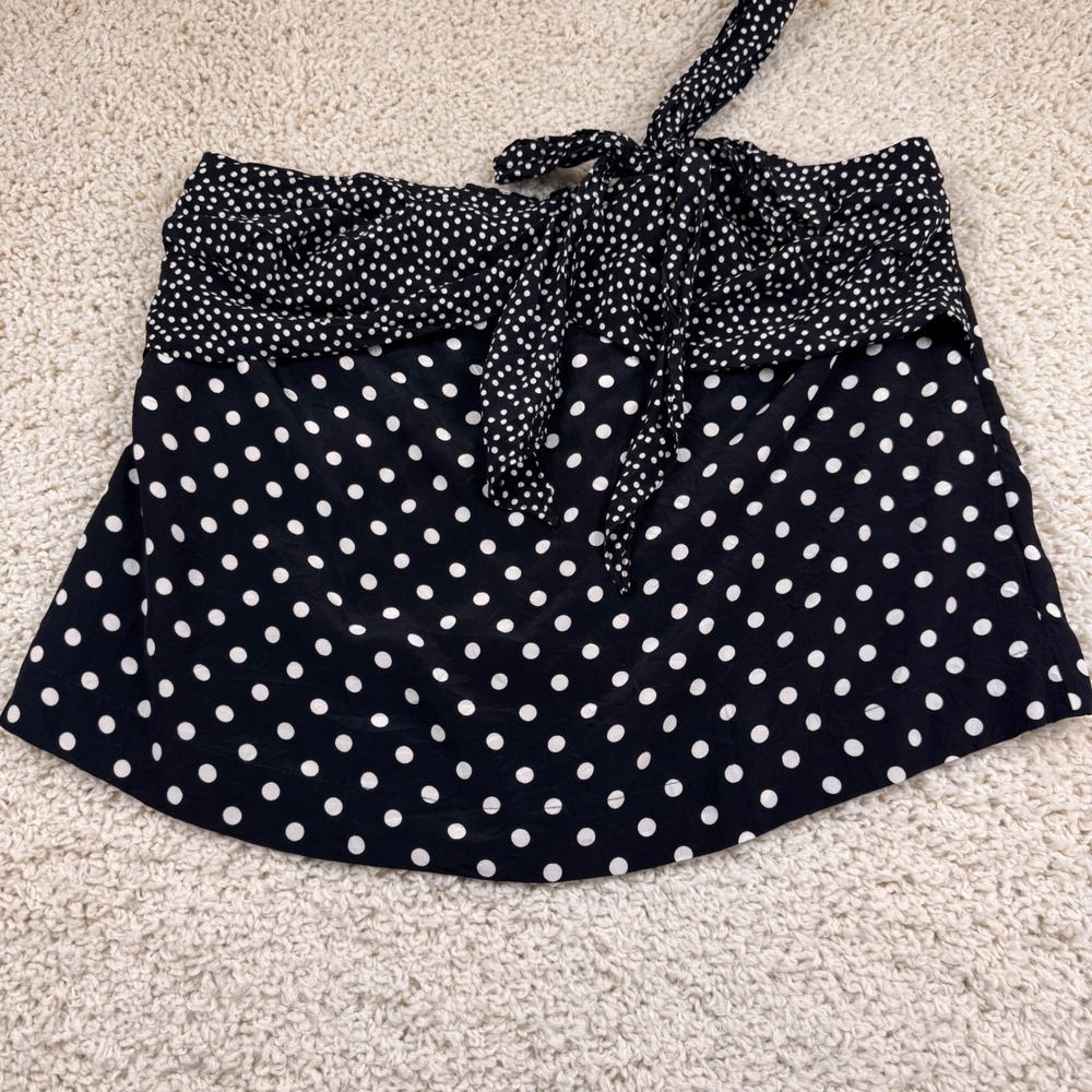 J.Crew Polka Dot Halter Top Women Size 12 Black White Excellent Silk Tie Neck